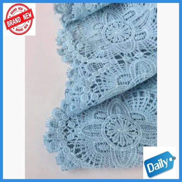 V-Neck 3/4 Sleeve A-Line Mini Dress Cotton Lace Embroidery Casual - Picture 5 of 5